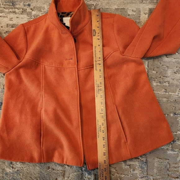 Chico's russet orange swing jacket smooth plush 3/4 sleeve. - Picture 15 of 17